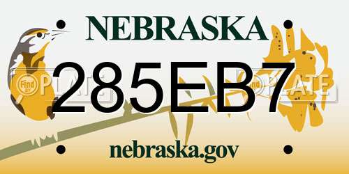 285EB7 Nebraska License Plate