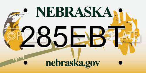 285EBT Nebraska License Plate