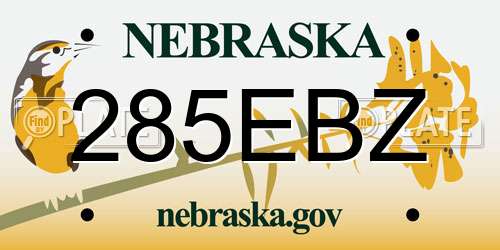 285EBZ Nebraska License Plate