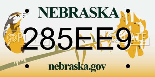 285EE9 Nebraska License Plate