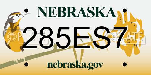 285ES7 Nebraska License Plate