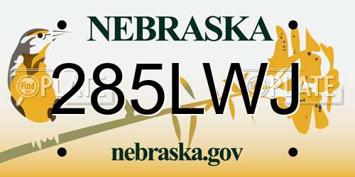 285LWJ Nebraska License Plate