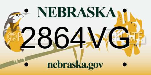 2864VG Nebraska License Plate