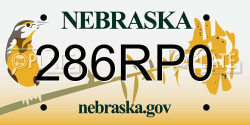 286RP0 Nebraska License Plate