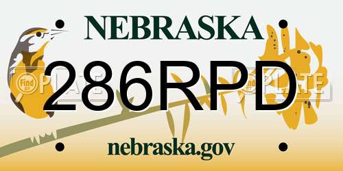 286RPD Nebraska License Plate