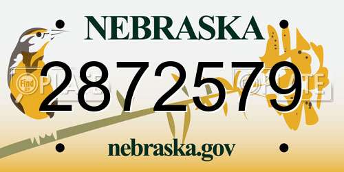 2872579 Nebraska License Plate