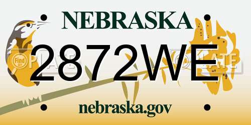 2872WE Nebraska License Plate