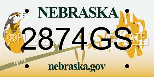 2874GS Nebraska License Plate
