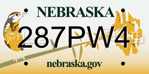 287PW4 Nebraska License Plate