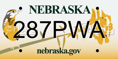 287PWA Nebraska License Plate
