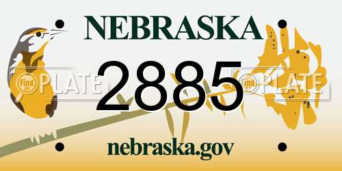 2885 Nebraska License Plate