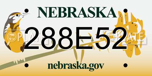 288E52 Nebraska License Plate