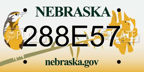 288E57 Nebraska License Plate