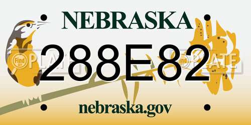 288E82 Nebraska License Plate