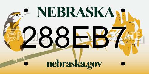 288EB7 Nebraska License Plate