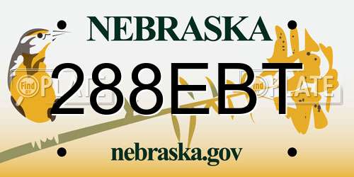 288EBT Nebraska License Plate