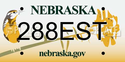 288EST Nebraska License Plate