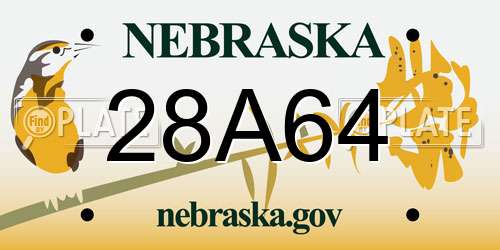 28A64 Nebraska License Plate