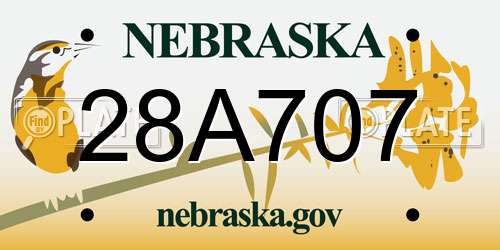 28A707 Nebraska License Plate