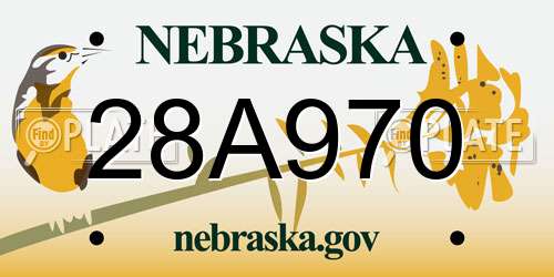 28A970 Nebraska License Plate
