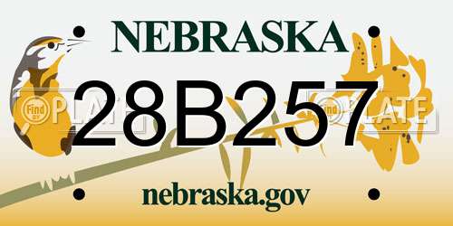 28B257 Nebraska License Plate