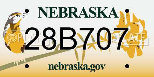 28B707 Nebraska License Plate