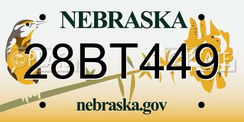 28BT449 Nebraska License Plate