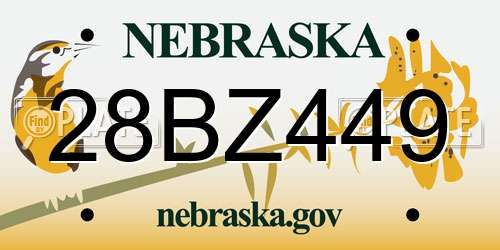 28BZ449 Nebraska License Plate