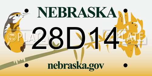 28D14 Nebraska License Plate