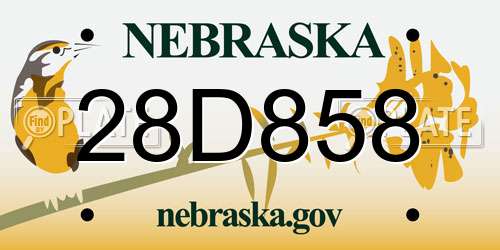 28D858 Nebraska License Plate