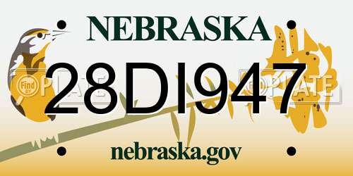 28DI947 Nebraska License Plate