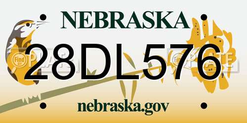 28DL576 Nebraska License Plate