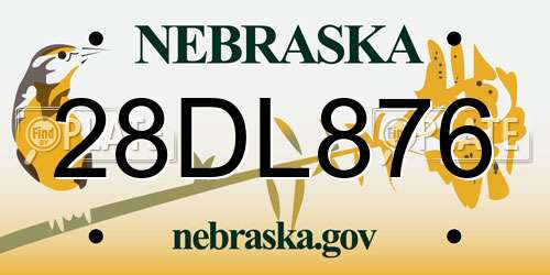 28DL876 Nebraska License Plate