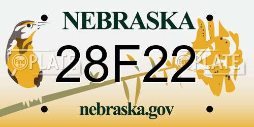 28F22 Nebraska License Plate