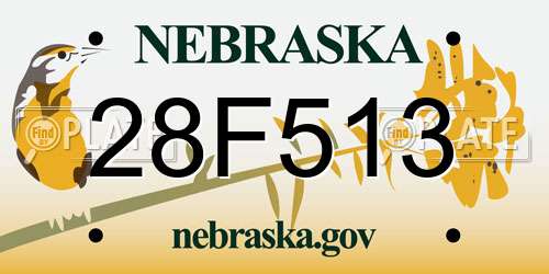 28F513 Nebraska License Plate