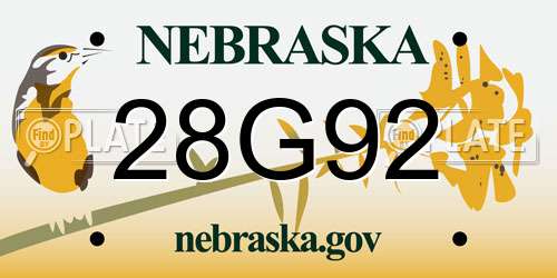 28G92 Nebraska License Plate