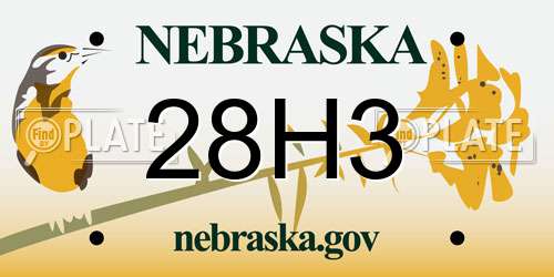 28H3 Nebraska License Plate