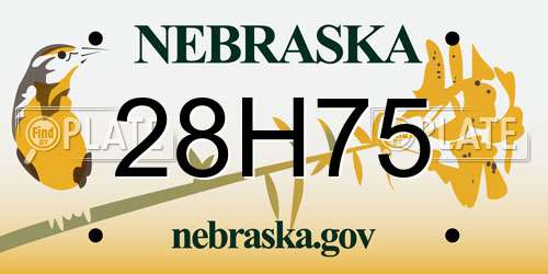 28H75 Nebraska License Plate