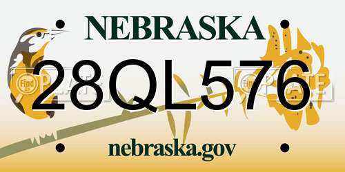28QL576 Nebraska License Plate