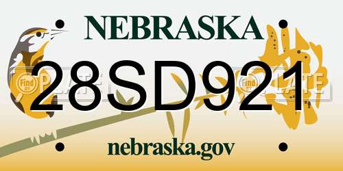 28SD921 Nebraska License Plate