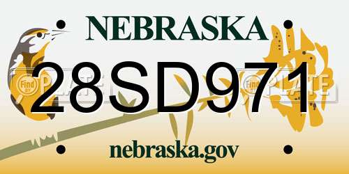 28SD971 Nebraska License Plate