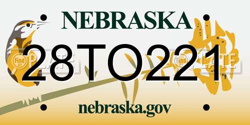 28TO221 Nebraska License Plate