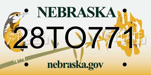 28TO771 Nebraska License Plate
