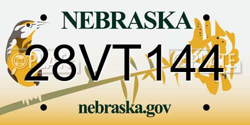 28VT144 Nebraska License Plate