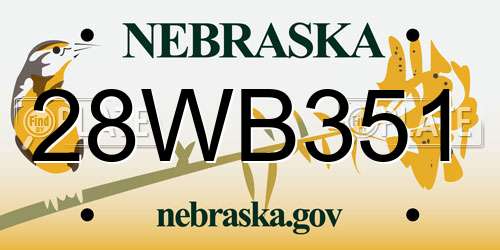 28WB351 Nebraska License Plate