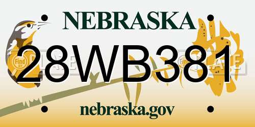 28WB381 Nebraska License Plate
