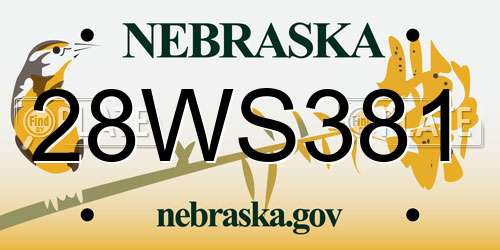 28WS381 Nebraska License Plate
