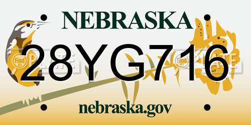 28YG716 Nebraska License Plate