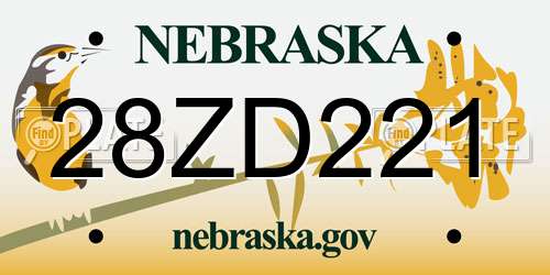 28ZD221 Nebraska License Plate