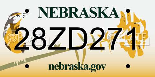 28ZD271 Nebraska License Plate